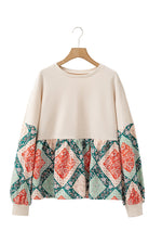 Load image into Gallery viewer, Cream Geometric Peplum Top
