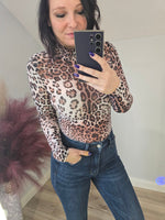 Load image into Gallery viewer, Brown Leopard Mesh Bodysuit
