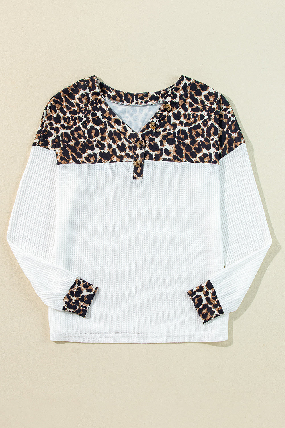 White Leopard Waffle Knit Top