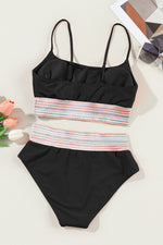 Load image into Gallery viewer, Striped Trim Two Piece Swimsuit
