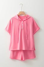 Load image into Gallery viewer, Pink Henley Top + Shorts Set
