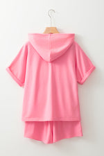 Load image into Gallery viewer, Pink Henley Top + Shorts Set
