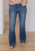 Load image into Gallery viewer, Distressed Hem Flare Jeans
