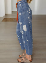 Load image into Gallery viewer, Paint Splattered Jogger Denim
