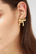 Load image into Gallery viewer, Gold Bow Stud Earrings
