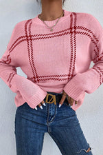 Load image into Gallery viewer, Plaid Drop Shoulder Sweater
