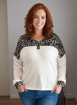 Load image into Gallery viewer, White Leopard Waffle Knit Top
