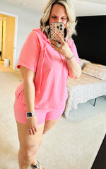 Load image into Gallery viewer, Pink Henley Top + Shorts Set
