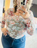 Load image into Gallery viewer, Floral Print Mesh Top
