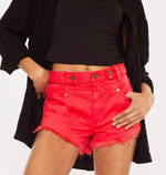 Load image into Gallery viewer, kancan red distressed shorts
