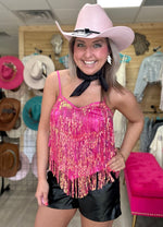 Load image into Gallery viewer, pink fringe cami
