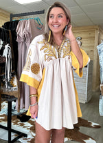 Load image into Gallery viewer, cowgirl chic dress, mustard
