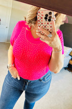 Load image into Gallery viewer, Hot Pink Rhinestone Bodysuit
