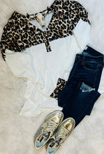 Load image into Gallery viewer, White Leopard Waffle Knit Top
