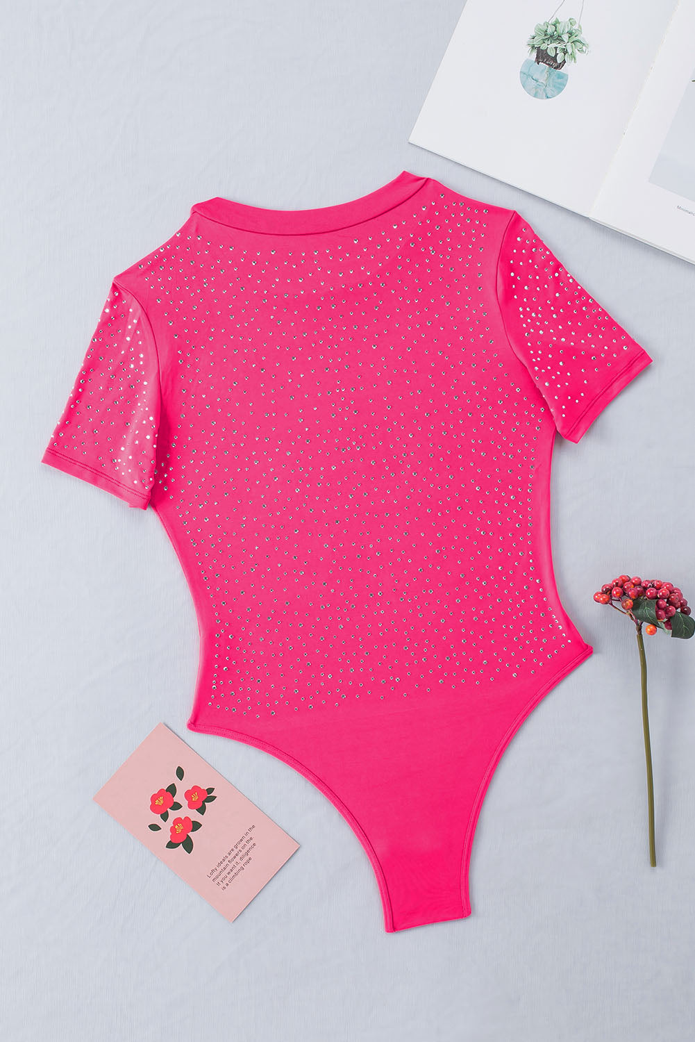 Hot Pink Rhinestone Bodysuit