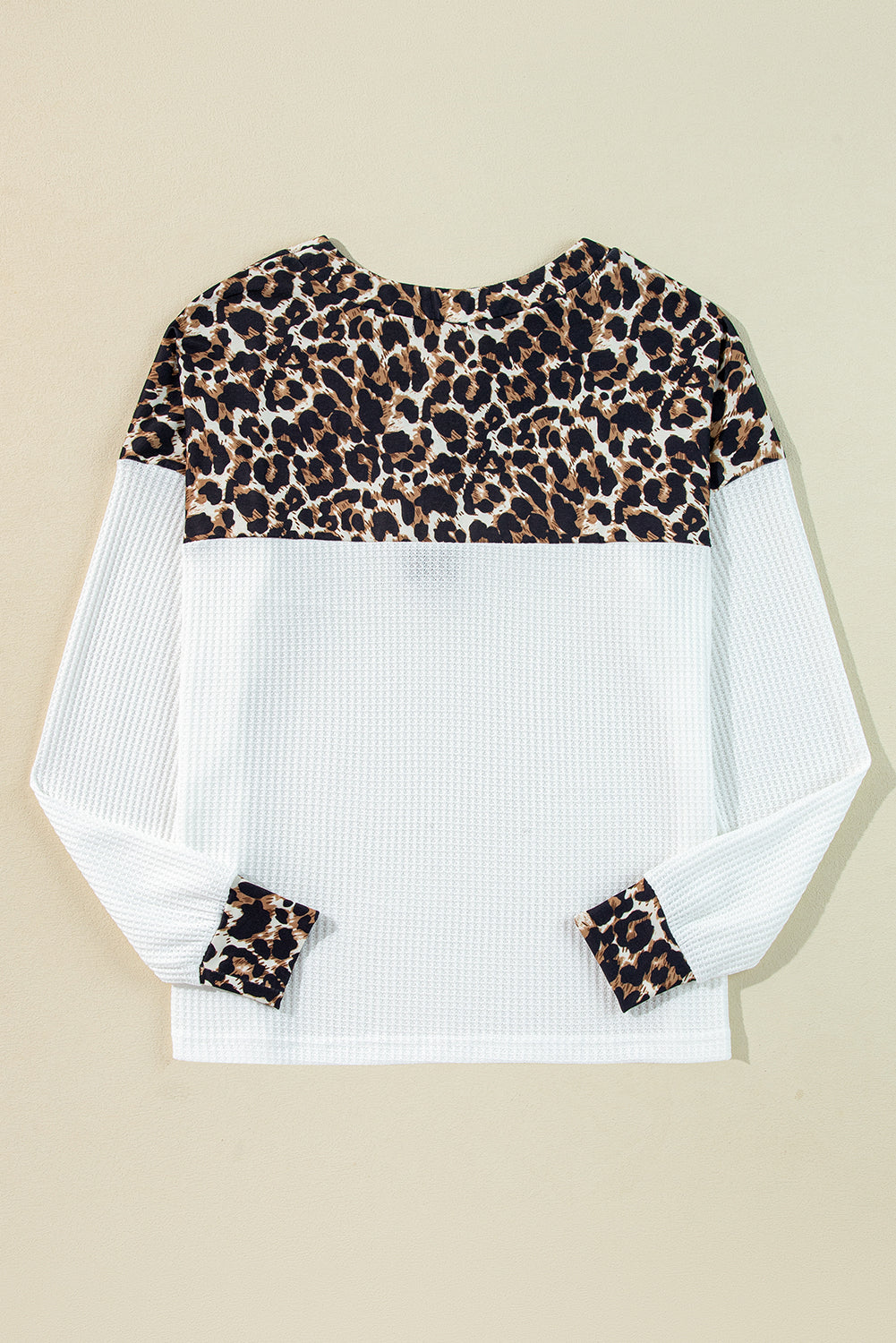 White Leopard Waffle Knit Top