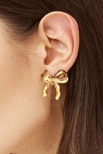 Load image into Gallery viewer, Gold Bow Stud Earrings
