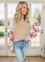 Load image into Gallery viewer, Ribbed Floral Sleeve Top
