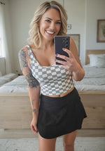 Load image into Gallery viewer, Black Checkered Crop Tank Top
